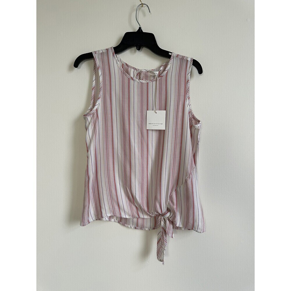 Beachlunchlounge Side Tie Sleeveless Blouse In Peachkini Stripe Size XS $109